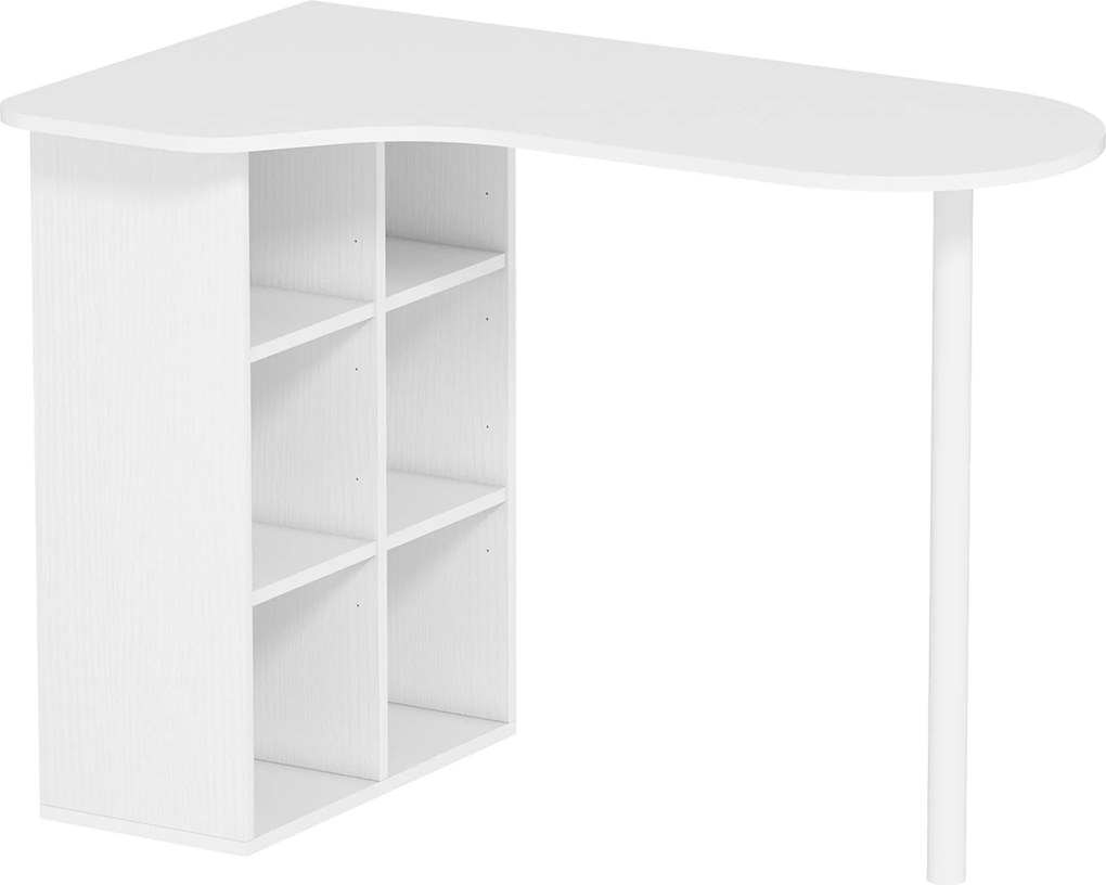 HOMCOM Birou pentru Cameră cu 6 Rafturi și 4 Rafturi Reglabile Alb | Aosom Romania