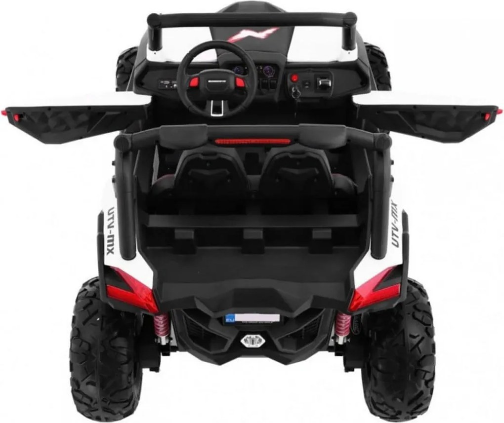 Masinuta Electrica cu acumulator pentru copii NOVOKIDS™ Buggy UTV , 2 locuri, 3-12 ani , max 50 kg , 2 Baterii de 12V, Lungime 124 cm, Alb cu Negru