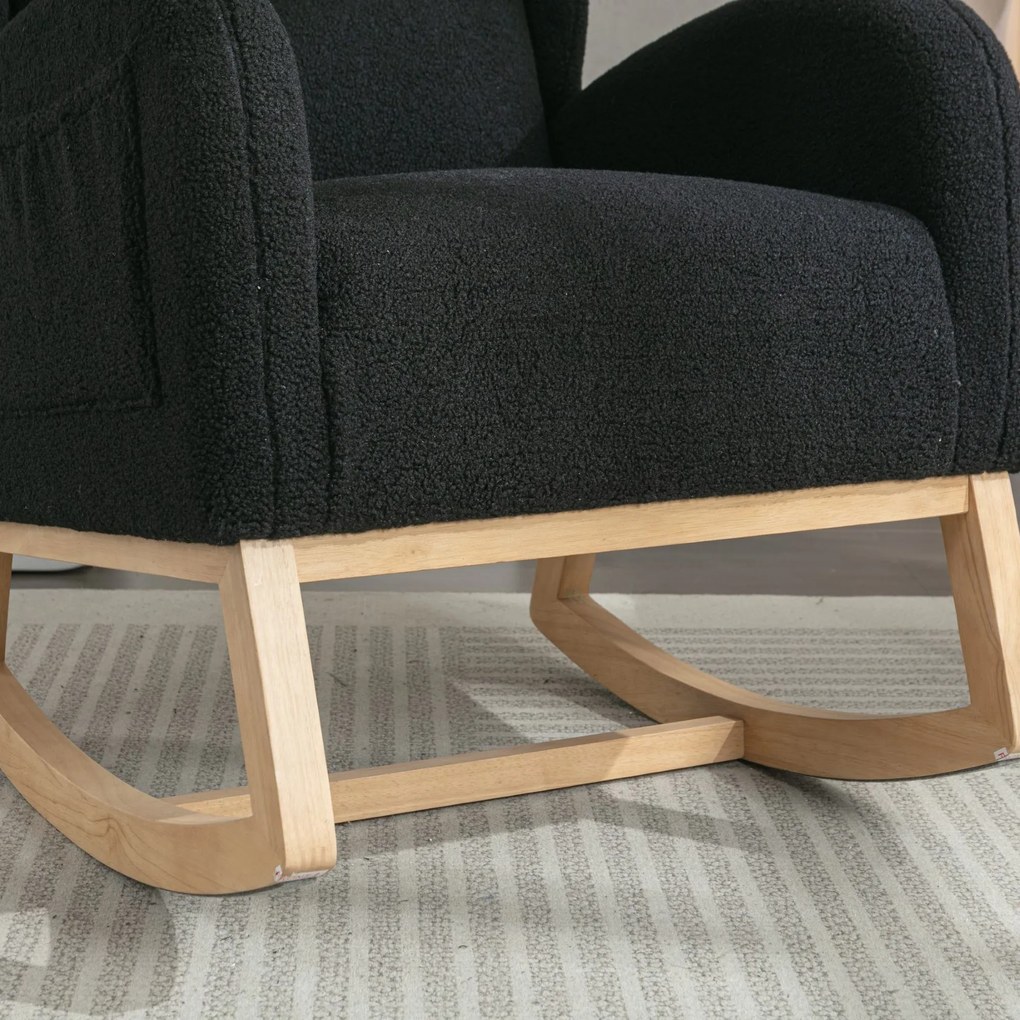 Scaun balansoar modern cu husă din material Teddy, Negru | Aosom Romania