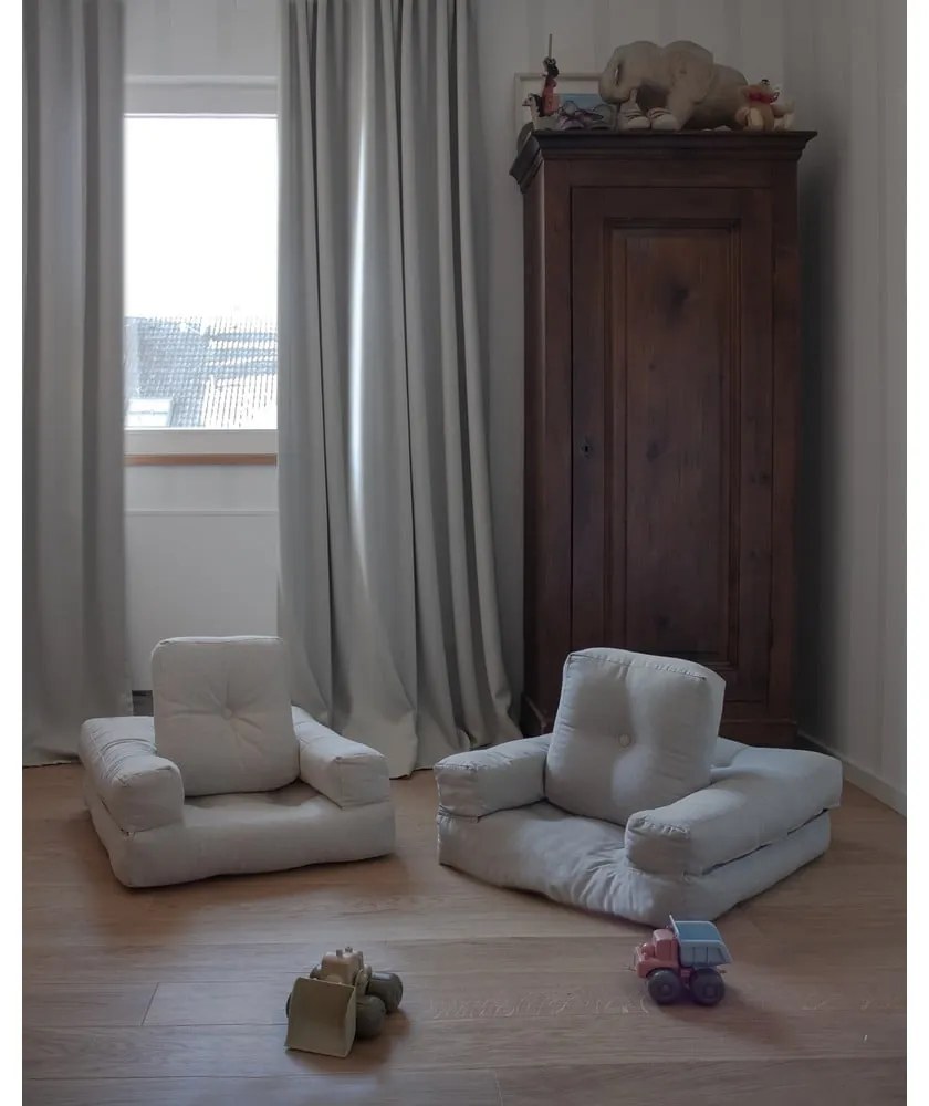 Fotoliu extensibil pentru copii cu taburet Karup Design Mini Cube Creamy