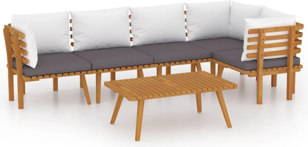 vidaXL Set mobilier de grădină cu perne, 6 piese, lemn masiv acacia