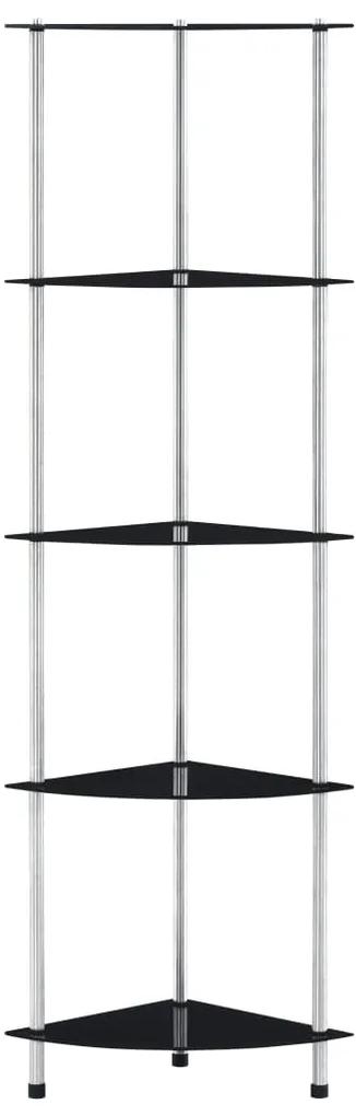 249521 vidaXL Raft cu 5 niveluri, negru, 30 x 30 x 130 cm, sticlă securizată