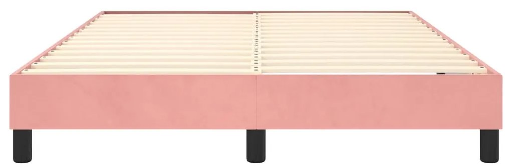 Cadru de pat box spring, roz, 140x200 cm, catifea Roz, 25 cm, 140 x 200 cm