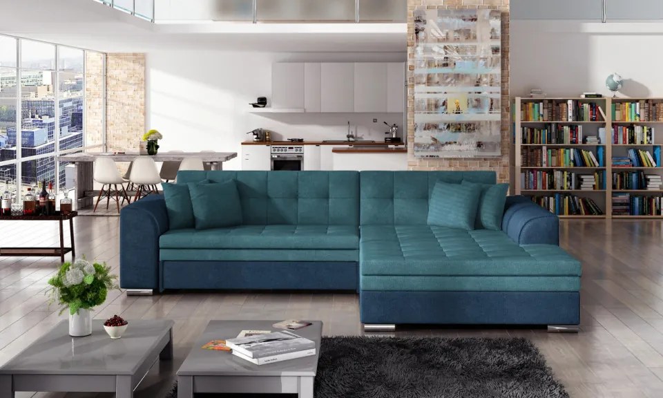 Coltar tapitat, extensibil, 295x80x195 cm, Sorento R02, Eltap (Culoare: Roz deschis / Gri inchis piele)