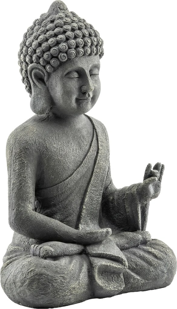 Outsunny Statuie de Grădină, Sculptură Buddha Șezând din Oxid de Magneziu, Decorațiune Spirituală 32 x 23 x 51 cm, Gri Închis | Aosom Romania