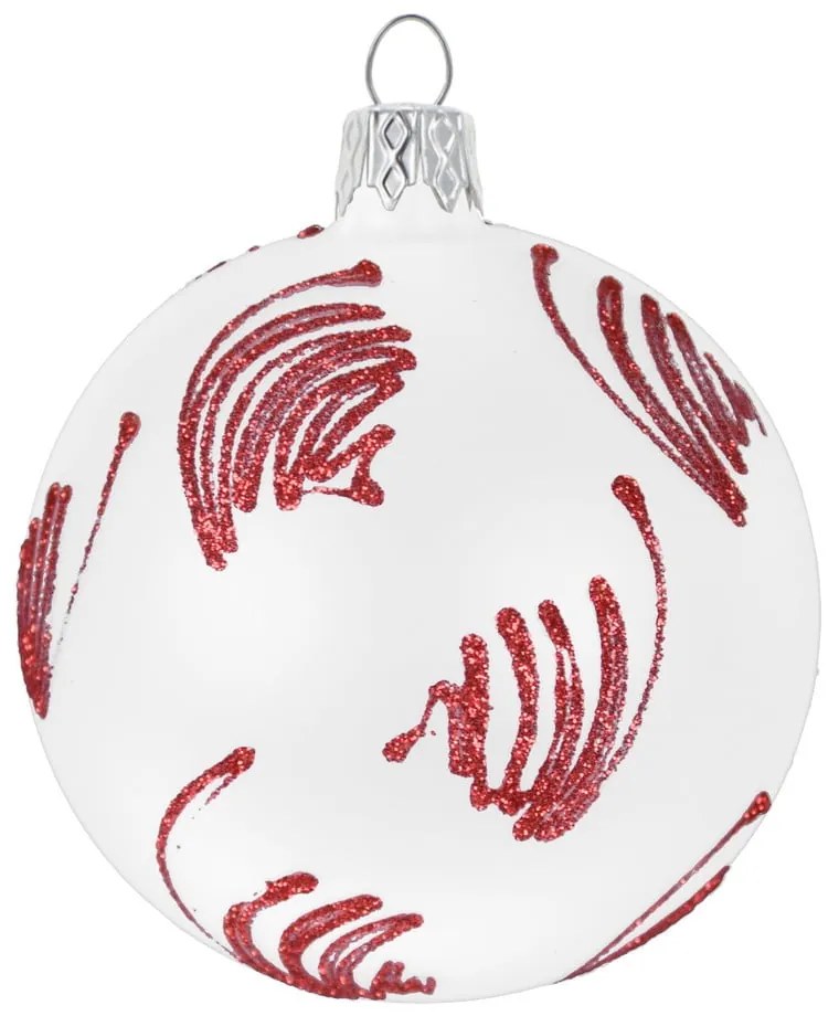 Set 3 globulețe albe de Crăciun din sticlă Ego Dekor