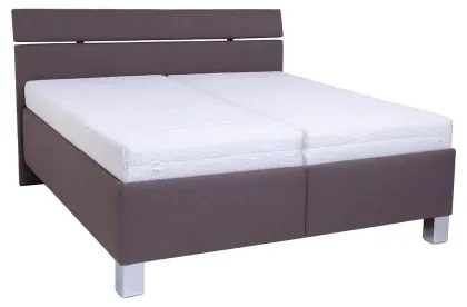 Pat tapițat ALIS 160x200 cm cu saltea și spațiu de depozitare, maro