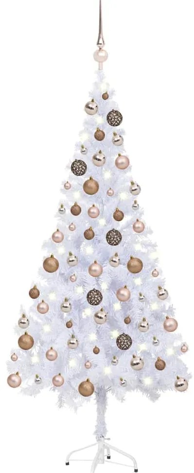 vidaXL Brad de Crăciun pre-iluminat cu globuri, 180 cm, 620 de ramuri