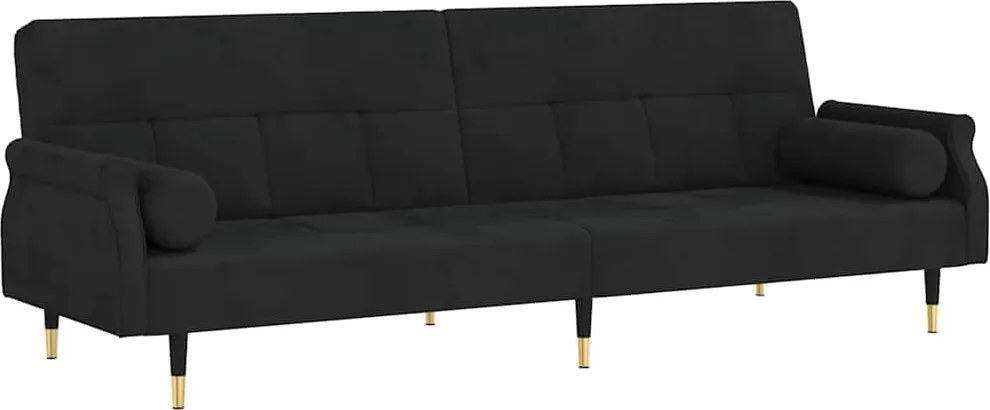 vidaXL Canapea extensibilă cu perne, negru, catifea