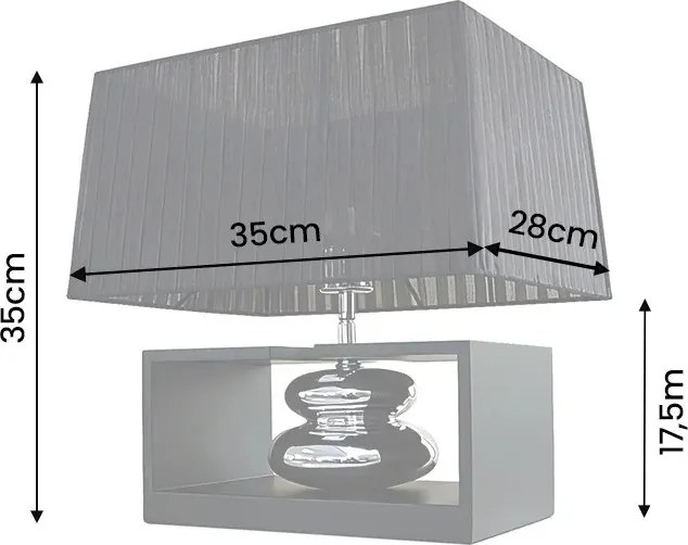 Veioza neagra cu tesatura organza GRACIA 35cm