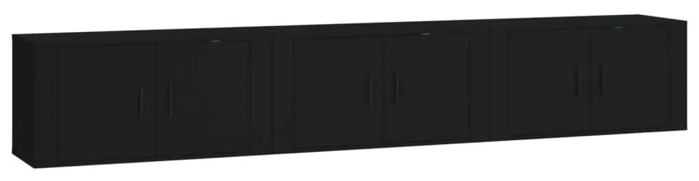 3188359 vidaXL Dulapuri TV montate pe perete, 3 buc., negru, 80x34,5x40 cm