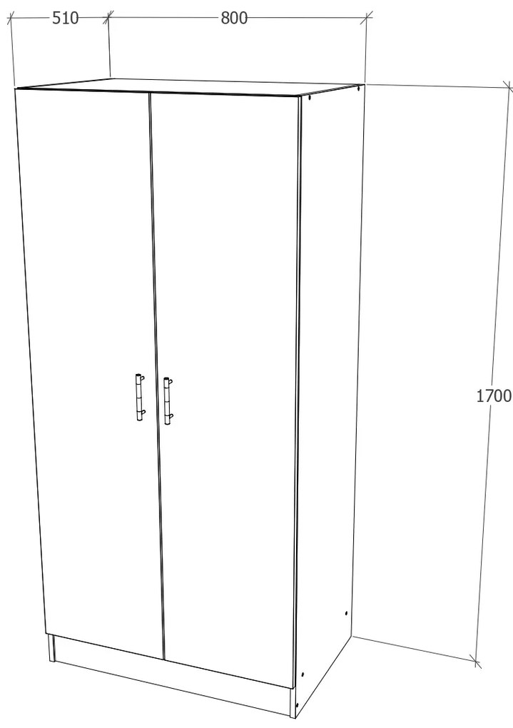 Dulap Remi, 2 Usi, Alb, 80 x 51 x 170 cm