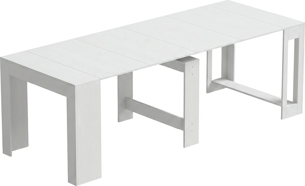 HOMCOM Masă Extensibilă Convertibilă în Consolă pentru 10 Persoane, PAL, Oțel, 240 x 90 x 78 cm, Alb | Aosom Romania