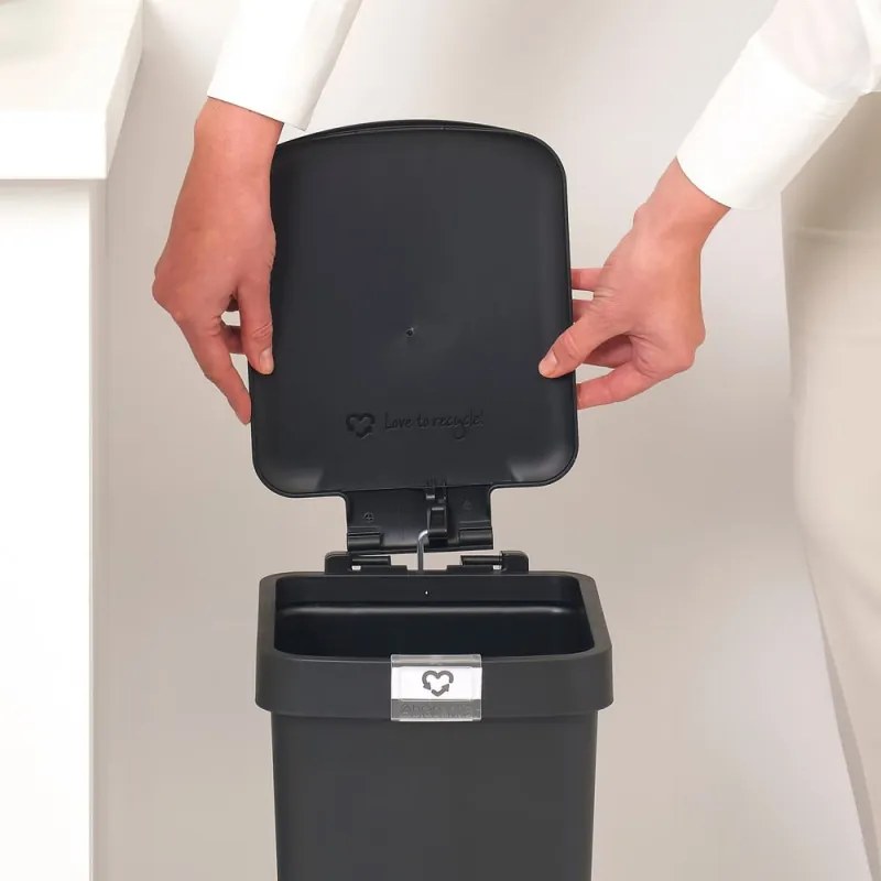 Cos de gunoi cu pedala Brabantia StepUp 1008476, 10 L, Materiale ecologice, Deschidere mare, Gri Inchis