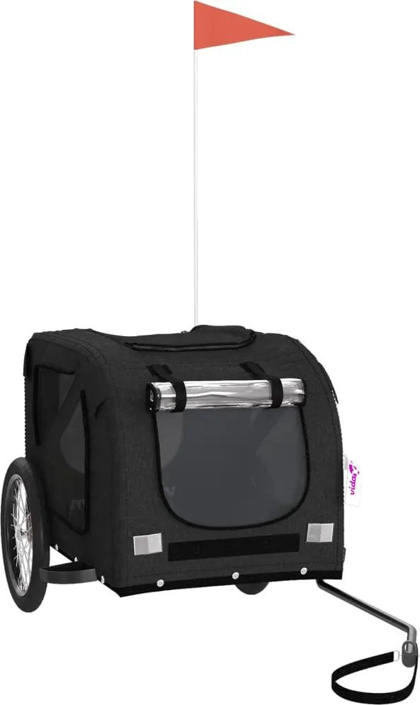 vidaXL Remorcă bicicletă animale companie, negru, textil oxford/fier