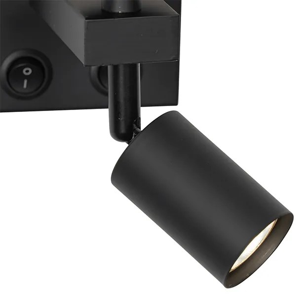 Lampa de perete moderna neagra cu lumina de citit - Brescia