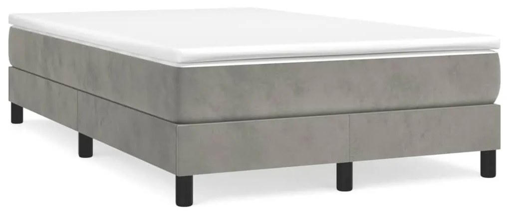 vidaXL Pat box spring cu saltea, gri deschis, 120x190 cm, catifea