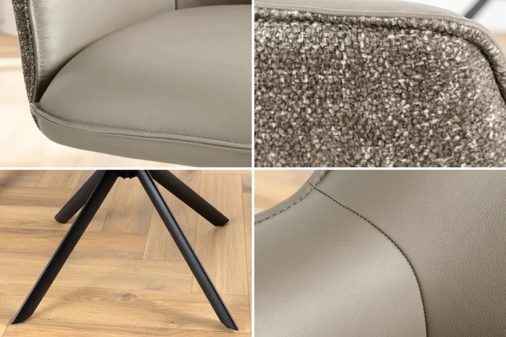 Set 2 scaune Pivotante, Piele Naturala LE GRAND taupe