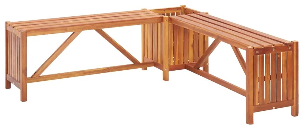 46345 vidaXL Bancă de grădină de colț cu jardinieră, 117x117x40 cm, acacia