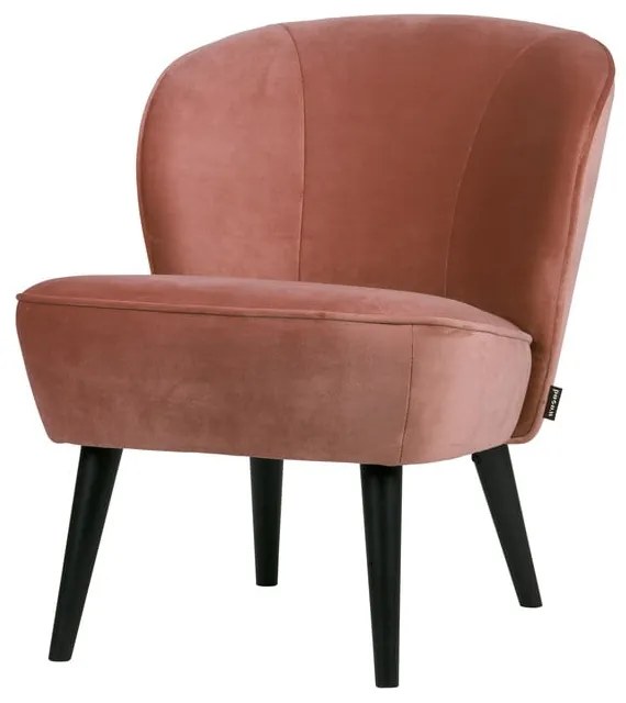 Fotoliu din catifea WOOOD Sara, roz