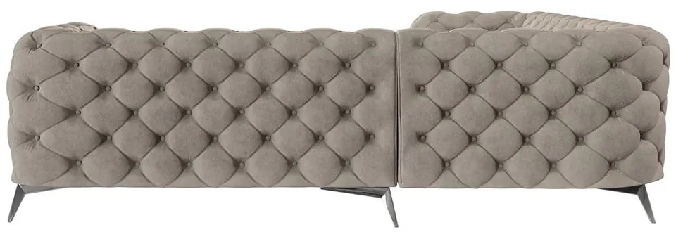 Colțar grej cu tapițerie din catifea Chelsea – Ropez