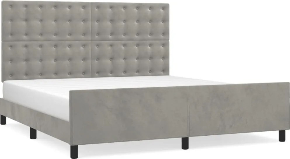 vidaXL Cadru de pat cu tăblie, gri deschis, 180x200 cm, catifea
