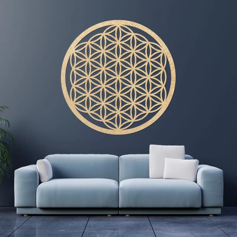 SENTOP | Decorațiune murală din lemn Floarea Vieții cu geometrie sacră, mandală | FOGO
