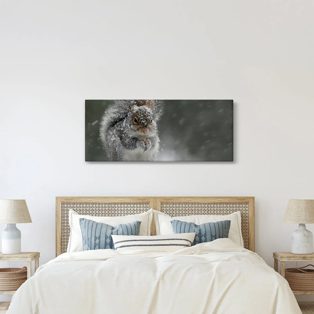Tablou - Veveriță iarna (120x50 cm)