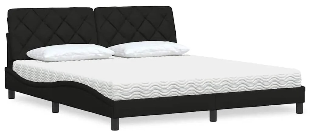 vidaXL Pat cu saltea, negru, 180x200 cm, catifea