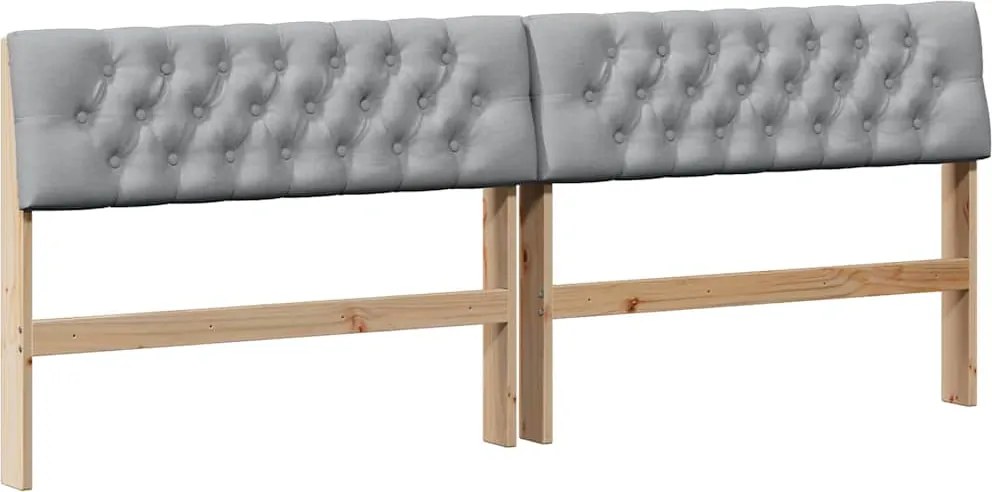 vidaXL Tăblie tapițată Gri deschis 200 cm Lemn de pin masiv