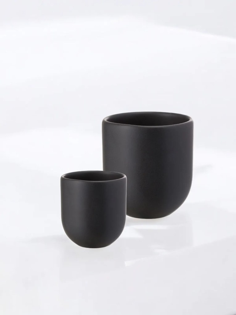 SET 2 PAHARE CAFEA VULCANO NEGRU CARBON MAT (1 PAHAR 250ML, 1 PAHAR 75ML)