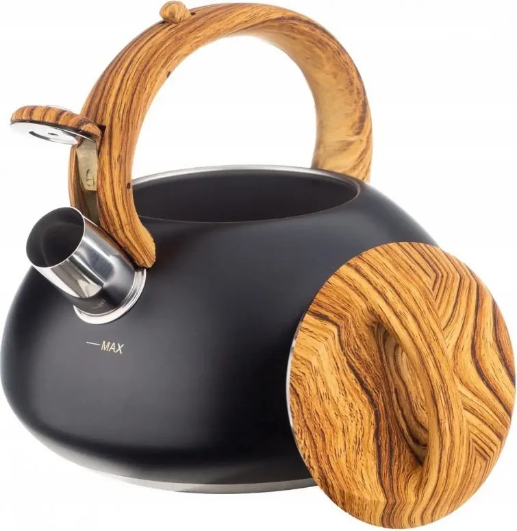La mâna a doua: Ceainic cu fluier Klausberg KB 7565, 3 L, Baza groasa, Inductie, Negru/Maro