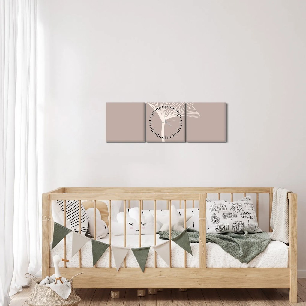 Tablou - Frunze bej N⁰5 (cu ceas) (90x30 cm)