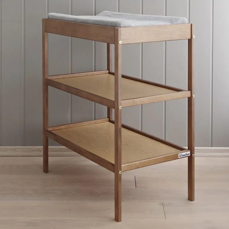 Masa de Infasat Woodies Classic Changer , Lemn Masiv Vintage, 76x44x86 cm, cu 2 Rafturi Inalte