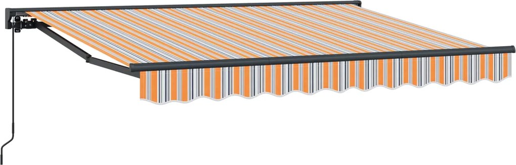 vidaXL Copertină retractabilă manuală Portocaliu, Gri și Albastru