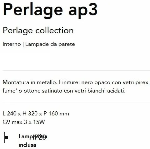 Aplica de perete design modern Perlage ap3 alama/amber