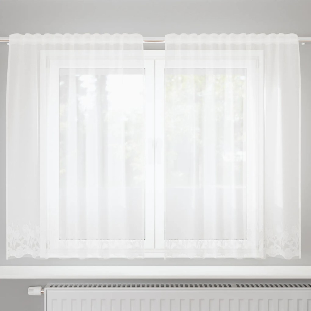 vidaXL Cortină din Dantelă cu perdele Alb 150 x 180 cm Poliester