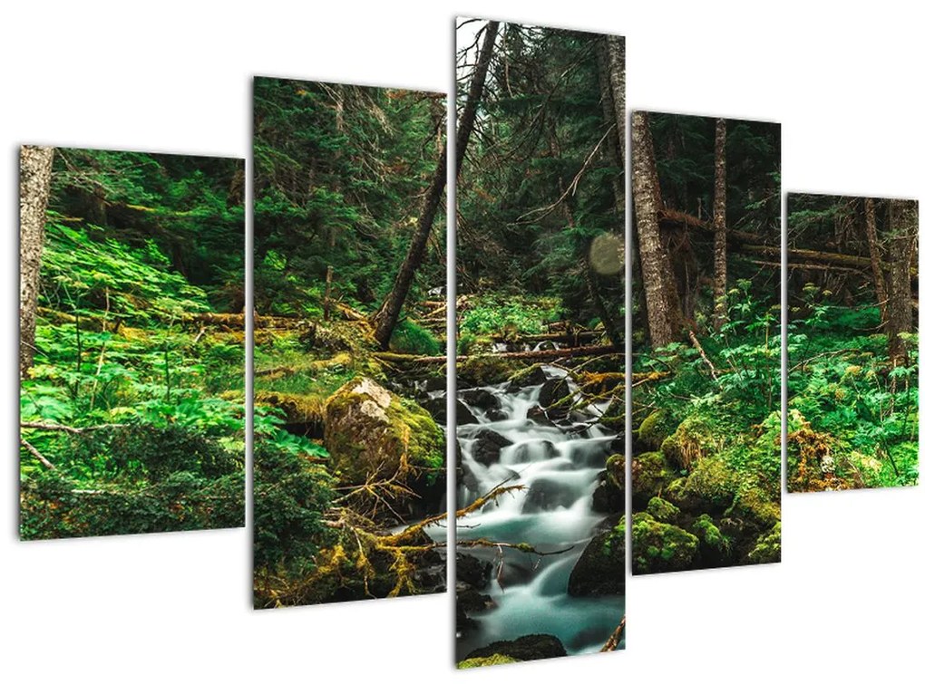 Tablou cu pârău în pădure (150x105 cm)