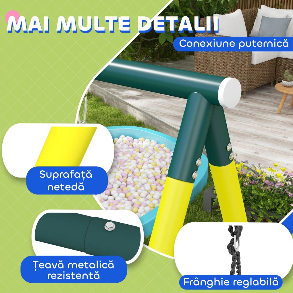 Outsunny Set de Leagan pentru Copii 4 in 1 cu Leagan cu Farfurie | Aosom Romania