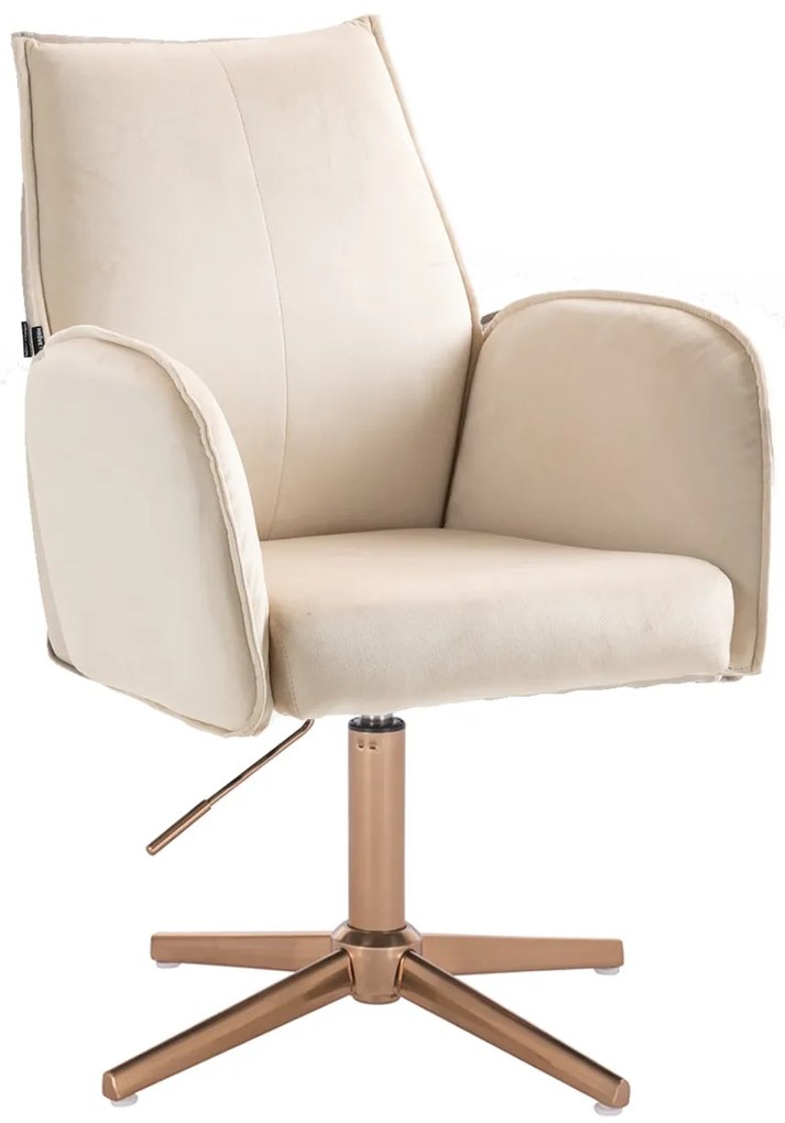 HR280CROSS Scaun Crem din Catifea cu Bază Aurie