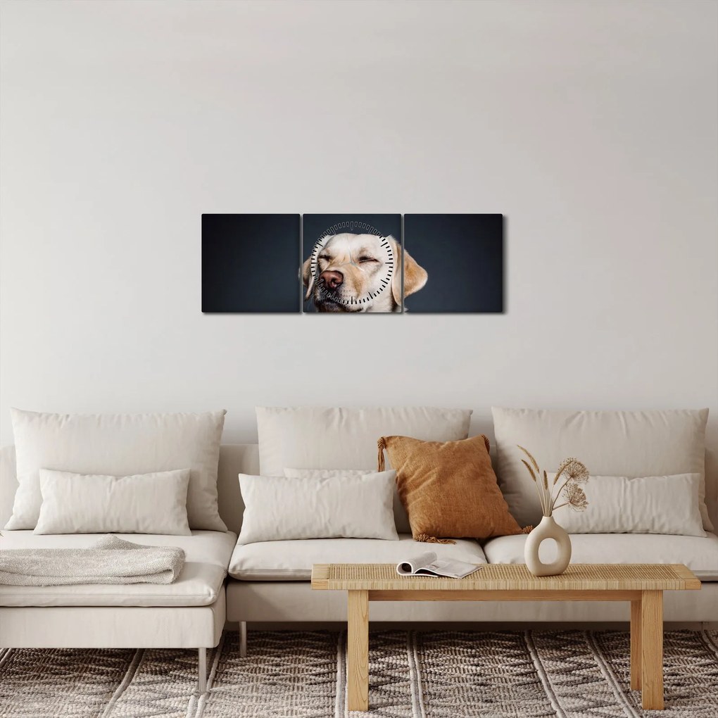 Tablou cu labrador (cu ceas) (90x30 cm)