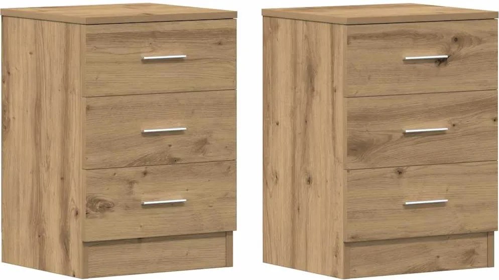 vidaXL Noptiere, 2 buc., stejar artizanal, 38x35x55 cm, lemn prelucrat