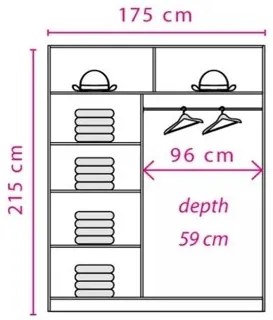 Dressing 2 Usi Glisante, 175X59X215 CM, Alb Antichizat