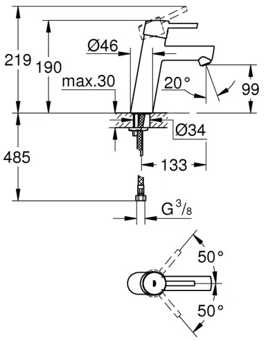 GROHE 23451001 - Baterie pentru lavoar CONCETTO DN 15, crom lucios