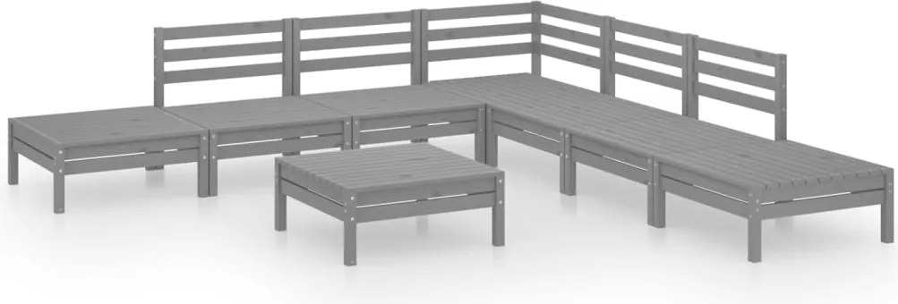 vidaXL Set mobilier de grădină, 8 piese, gri, lemn masiv de pin