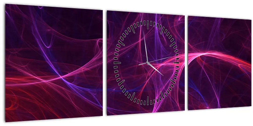 Tabloul abstract cu linii curbe (cu ceas) (90x30 cm)