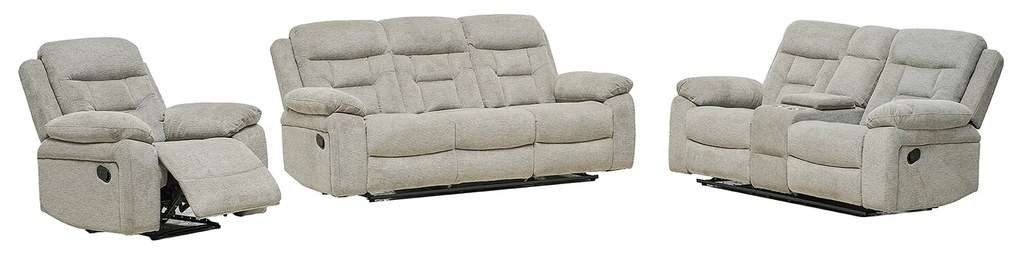 Set Recliner Miria 3-2-1, Canapea 3L - 214x97x95 cm, Canapea 2L - 186x97x95 cm, Fotoliu 98x97x95 cm, Stofa, Cappuccino