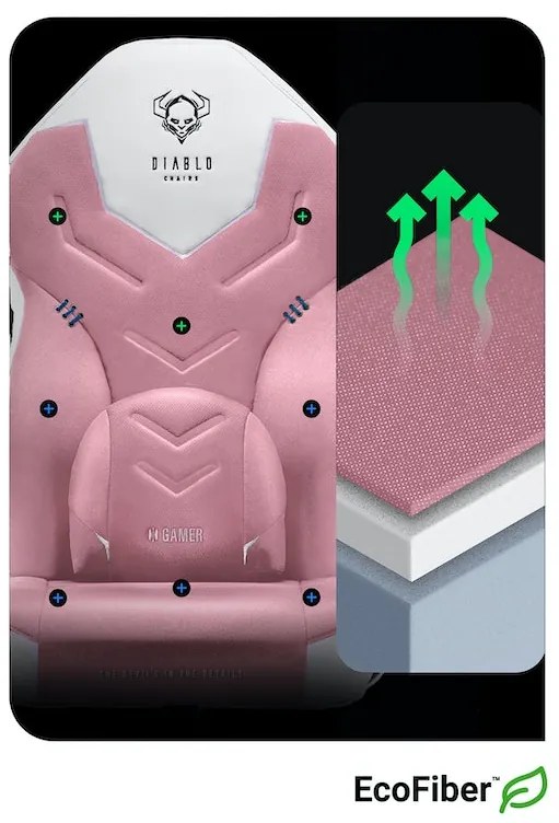 Scaun de gaming din material Diablo X-Gamer: Marshmallow Pink,Roz Diablochairs