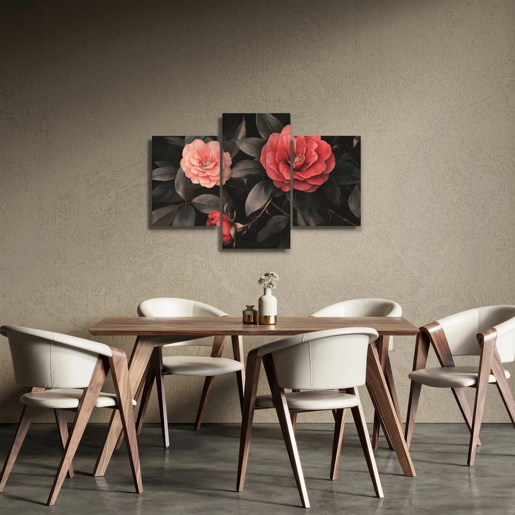 Tablou - Flori roșii pe fundal întunecat (90x60 cm)