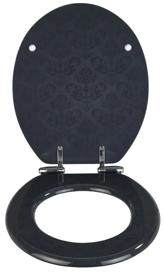 Capac WC cu închidere lentă Wenko Bellevue, 42,5 x 35,5 cm, gri închis